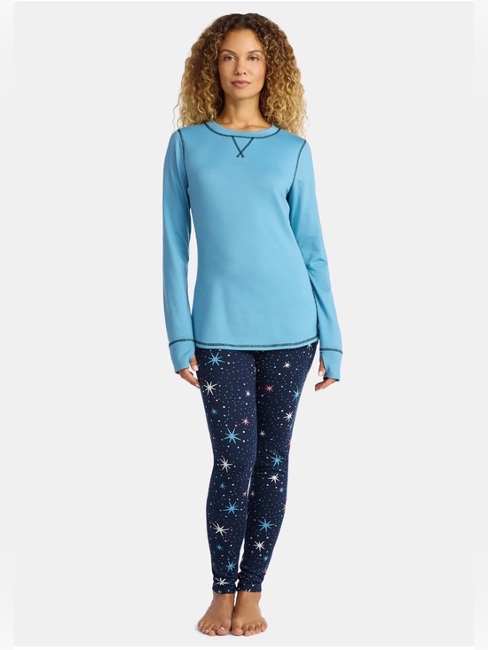 Cuddl Duds Other - ClimateRight by Cuddl Duds Top & Leggings 2-Piece Set blue stars size XXL